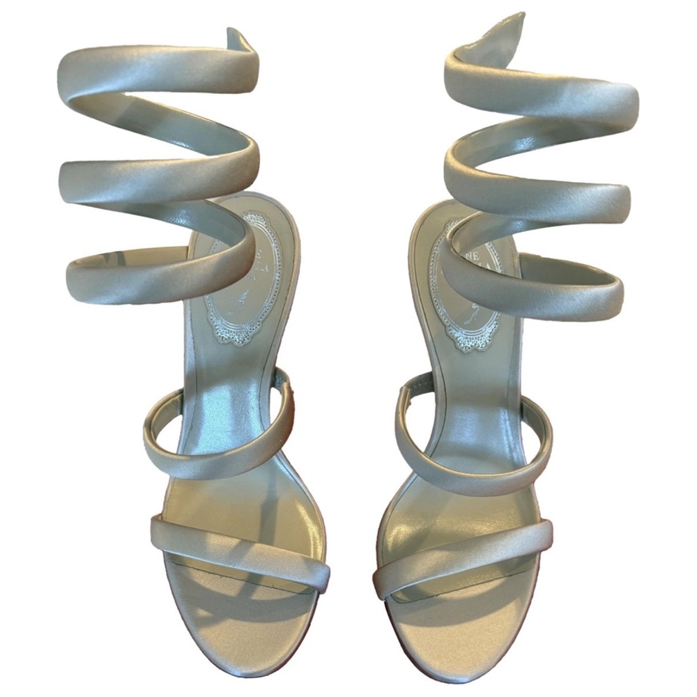 Rene Caovilla Silver Spiral Strap Heels
